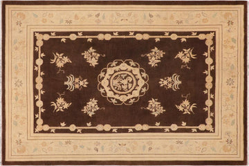 handmade Geometric Kafkaz Chobi Ziegler Brown Beige Hand Knotted RECTANGLE 100% WOOL area rug 9 x 12